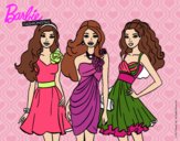 Dibujo Barbie y sus amigas vestidas de fiesta pintado por macath