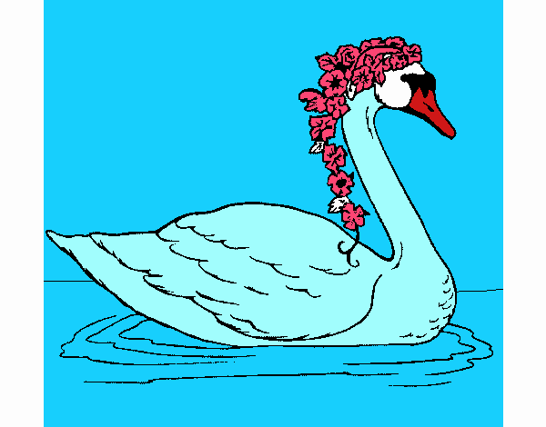 Cisne con flores