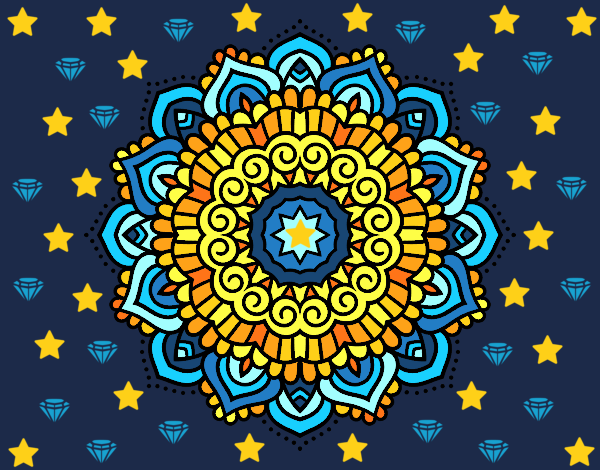 Dibujo Mandala estrella decorada pintado por queyla