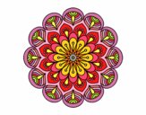 Dibujo Mandala flor y hojas pintado por enylu