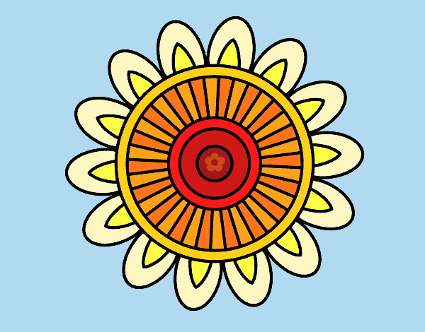 Dibujo Mandala solar pintado por queyla