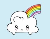 Nube con arco iris kawaii