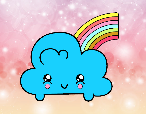 Nube con arco iris kawaii