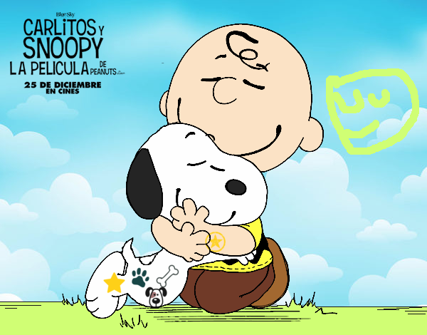 Snoopy y Carlitos abrazados