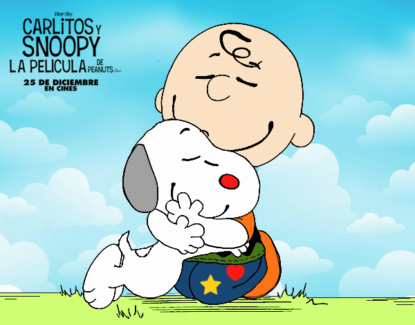 Snoopy y Carlitos abrazados