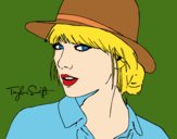 Dibujo Taylor Swift con sombrero pintado por lolyyfeli