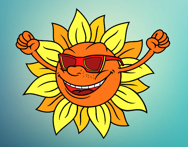 Dibujo Un sol con gafas de sol pintado por queyla