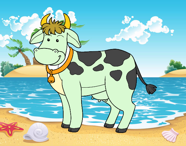 la vaca en la playa