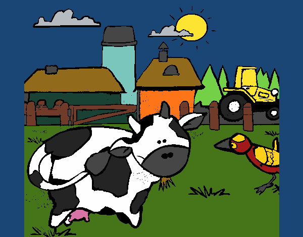 Vaca en la granja