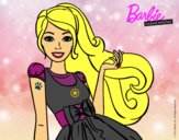 Dibujo Barbie con su vestido con lazo pintado por karuu