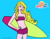 Barbie con tabla de surf