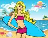 Barbie con tabla de surf