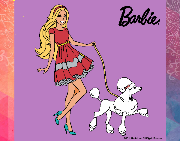 Barbie paseando a su mascota