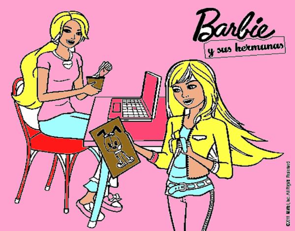 Dibujo De Barbie Y Su Hermana Merendando Pintado Por En Dibujos Net El D A A Las