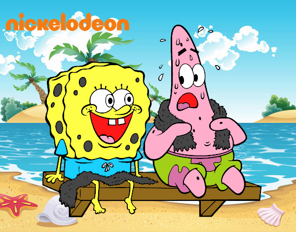 Bob Esponja y Patricio en bañador