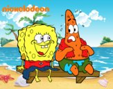 Bob Esponja y Patricio en bañador