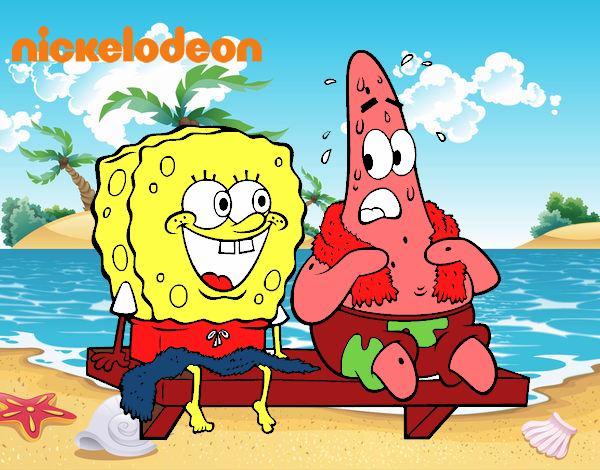 Bob Esponja y Patricio en bañador