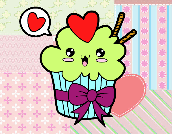 Cupcake kawaii con lazo