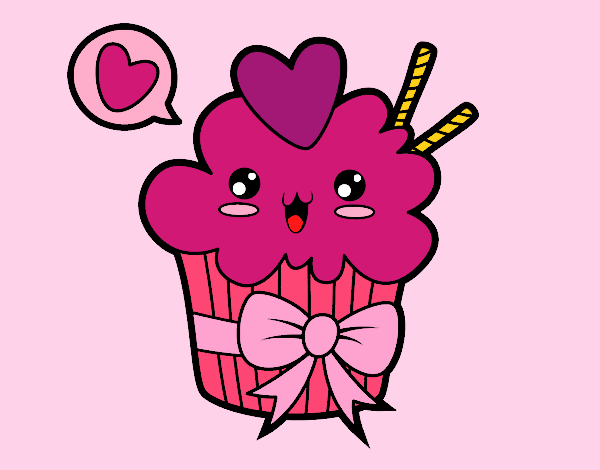 Cupcake kawaii con lazo