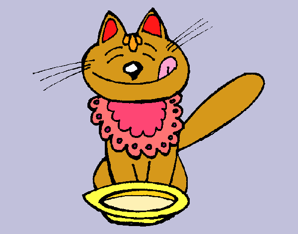 Dibujo Gato comiendo pintado por SHEERAN