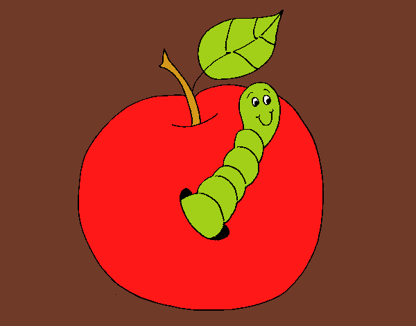 Manzana con gusano