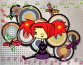 Dibujo Niña con mariposas pintado por karuu