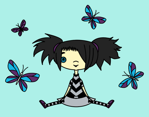 Niña con mariposas