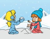 Dibujo Niñas jugando con la nieve pintado por kevin2123