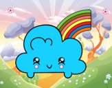 Nube con arco iris kawaii