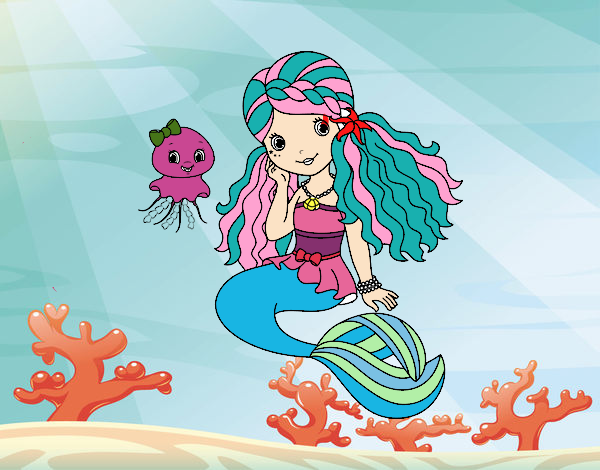 Dibujo Sirena y medusa pintado por natalie007