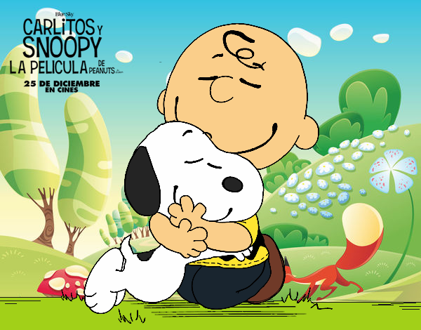 Snoopy y Carlitos abrazados