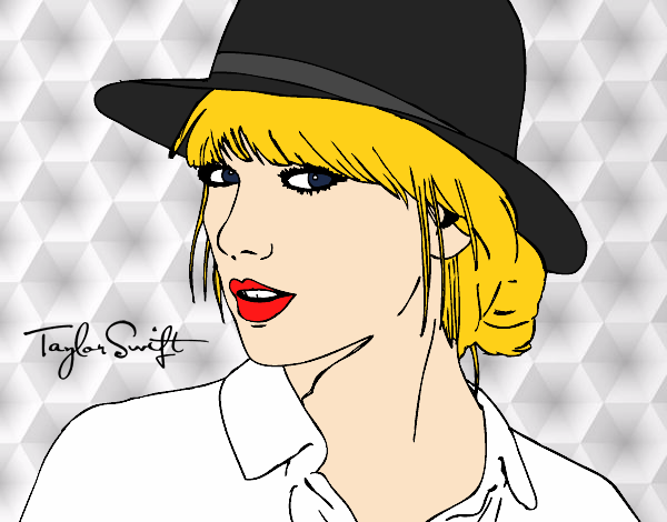 Dibujo Taylor Swift con sombrero pintado por PaolaNekko