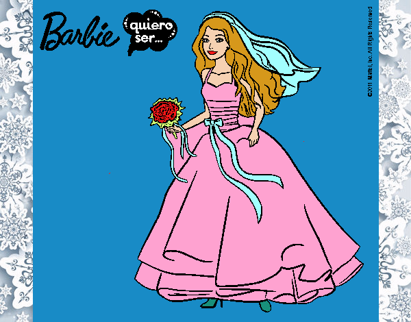 Dibujo Barbie vestida de novia pintado por valeruca