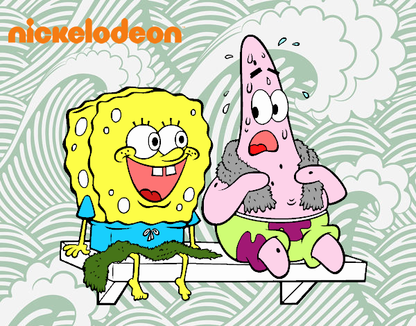 Bob Esponja y Patricio en bañador