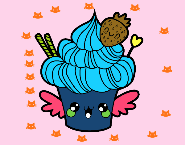 Cupcake kawaii con fresa