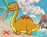 Dibujo Dino Diplodocus pintado por cacelu