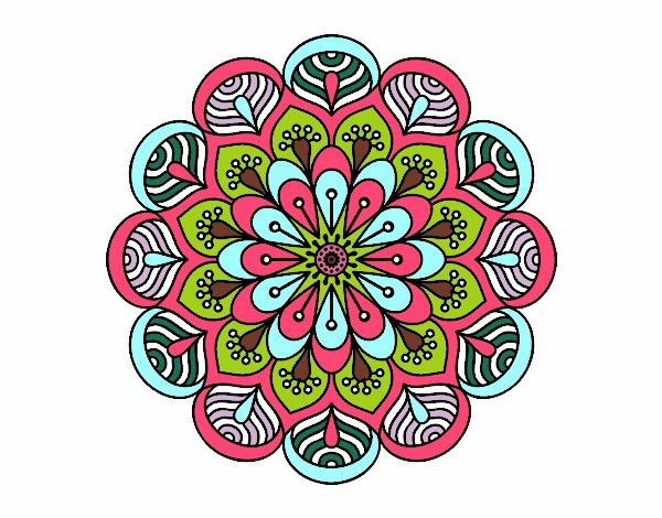 Mandala flor y hojas