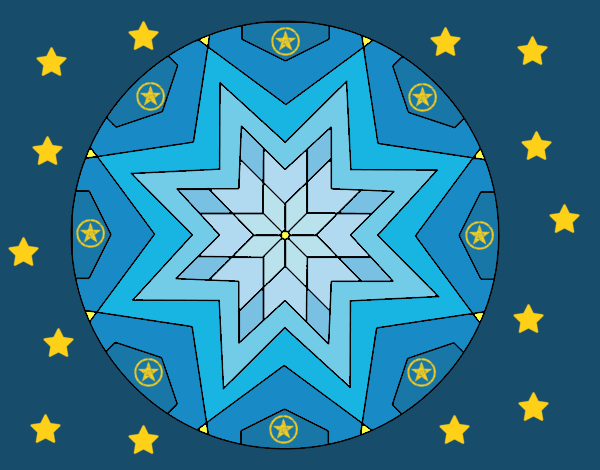 Dibujo Mandala mosaico estrella pintado por queyla