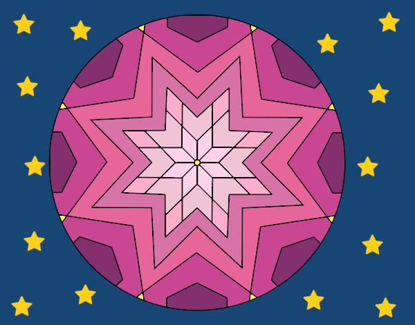 Dibujo Mandala mosaico estrella pintado por queyla