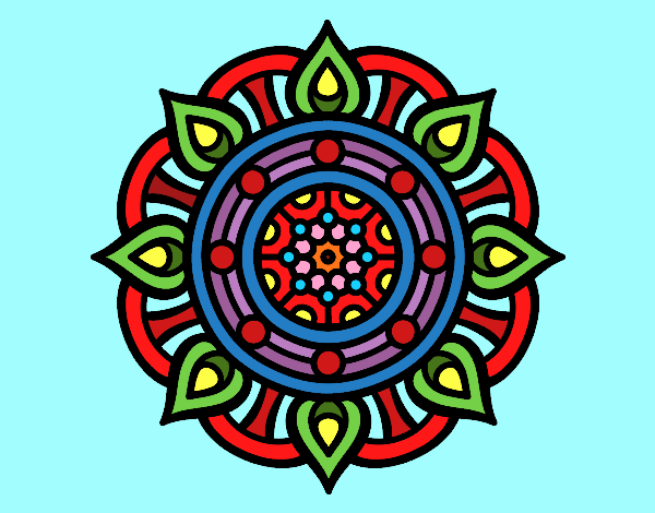Dibujo Mandala puntos de fuego pintado por queyla