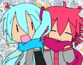 Miku y Len con bufanda