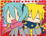 Miku y Len con bufanda