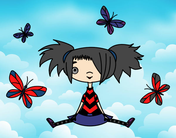 Niña con mariposas