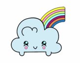 Dibujo Nube con arco iris kawaii pintado por valen8521