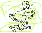 Pato en patinete