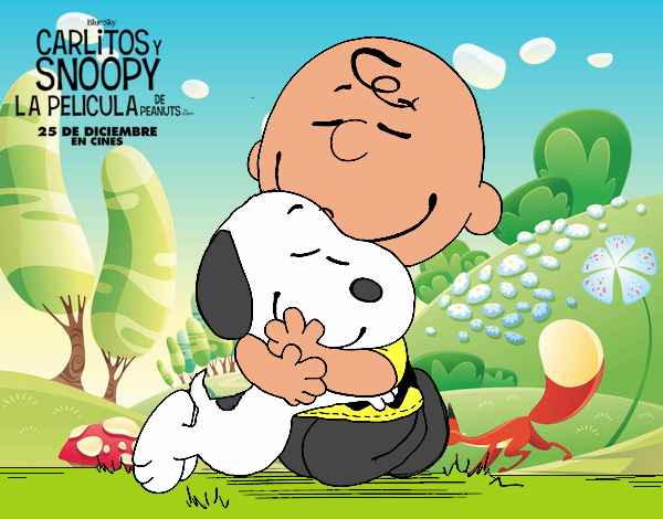 Snoopy y Carlitos abrazados