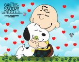 Snoopy y Carlitos abrazados