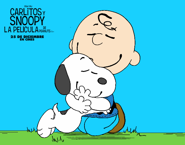 Snoopy y Carlitos abrazados