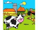 Vaca en la granja