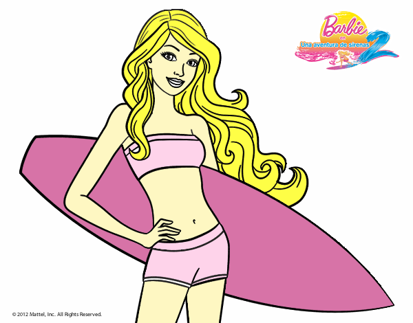 Barbie con tabla de surf